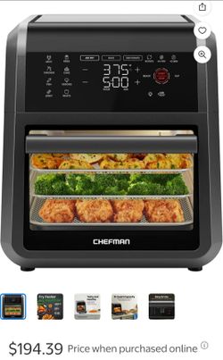 Chefman 12-Quart 6-in-1 Air Fryer Oven with Digital Timer, Touchscreen, and 12 Presets - Family Size Countertop Convection Oven, Dishwasher-Safe Parts