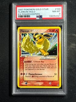 PSA 8 Flareon Gold Star Holo 100/108 EX Power Keepers 2007 Pokemon