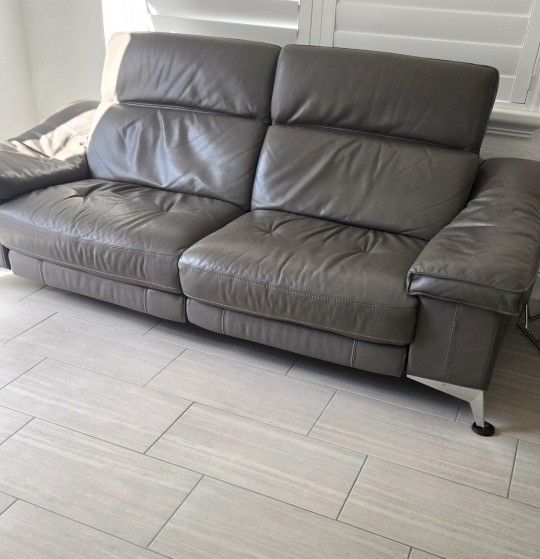 Gray Sofa Couch Leather recliner With Phone Charger ,White Leather Chair