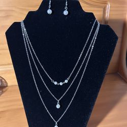 Silver Necklace and Earring set