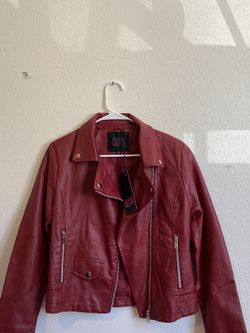 Olivia Miller Burgundy Moto Jacket Faux Leather 