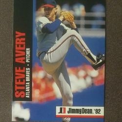 1992 Jimmy Dean Steve Avery Atlanta Braves #5 Food Special Baseball Card Vintage Collectible Sports MLB