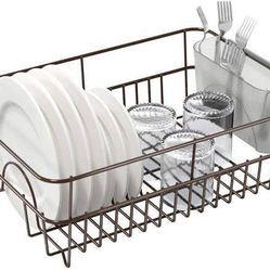 new Dish Drying Rack Small Dish Drainer with Cutlery Cup Rack for Sink Kitchen-Black  Kitchen Space Saver  This dish drying rack can hold up to 7 dish