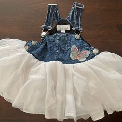 Baby Girls Denim Overall Tutu Dress 