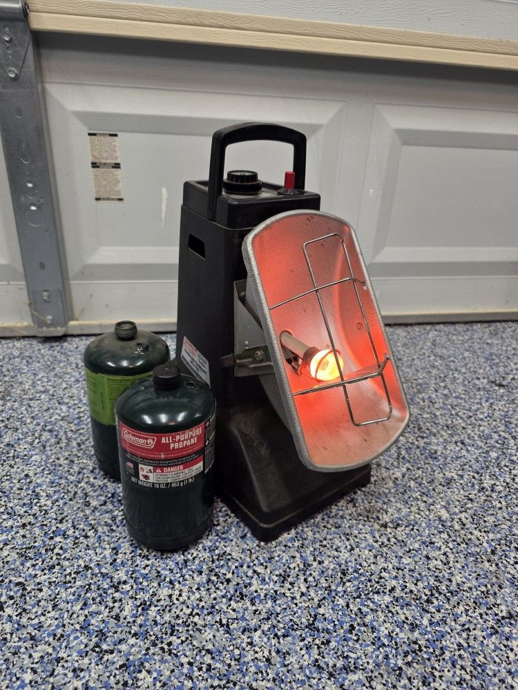 Coleman Propane Heater With 3 Cans Of Propane