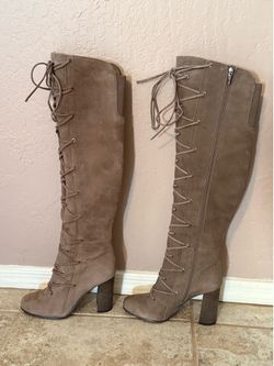 Vince Camuto Foxy True Suede Lace-Up Over The Knee Boots - 8M (Like New with Box)