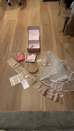 Rose gold glitter bachelorette party kit
