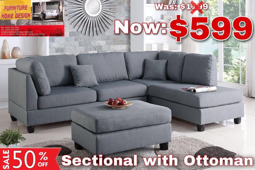 Sectional With Ottoman On Sale $599.99