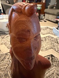 9” Wood Carved Bust
