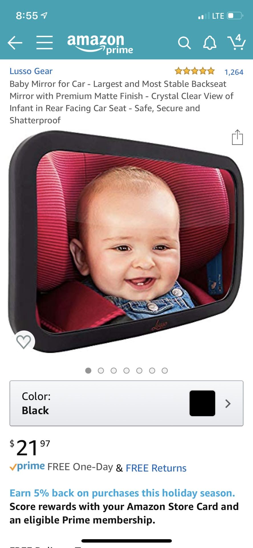 Baby Mirror for Car - Largest and Most Stable Backseat Mirror with Premium Matte Finish - Crystal Clear View of Infant in Rear Facing Car Seat - Safe