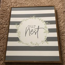 New Picture, Wood Frame, Stripes Are White & Gray