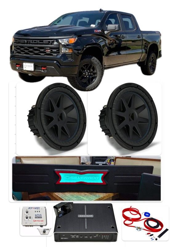 Chevy Silverado 2019-2025 FULL BASS PACKAGE KICKER WITH CUSTOM BOX INSTALLED