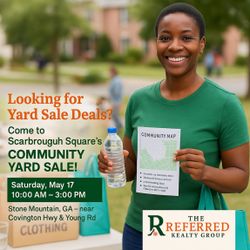 Scarbrough Square Community Yard Sale – Sat, May 17 – Free Water + Raffle! 