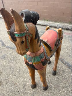 Vintage hand card wooden horse