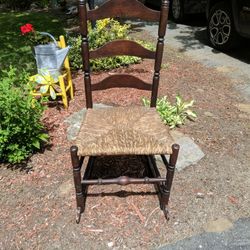 1920 Cherry Wood Rush Seat Rocking Chair