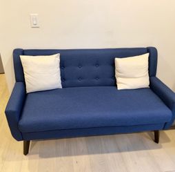 Blue Tufted Loveseat Set with 2 Chairs (Like New)