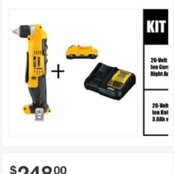 Dewalt Right Angle Combo 20v + Battery 3.0Ah + Charger