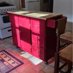 Red Kitchen “Island”