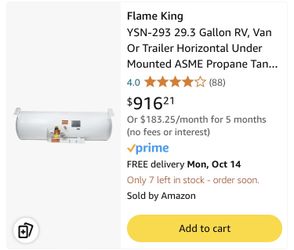 12”x48” Propane Tank 29.3 Gallons 