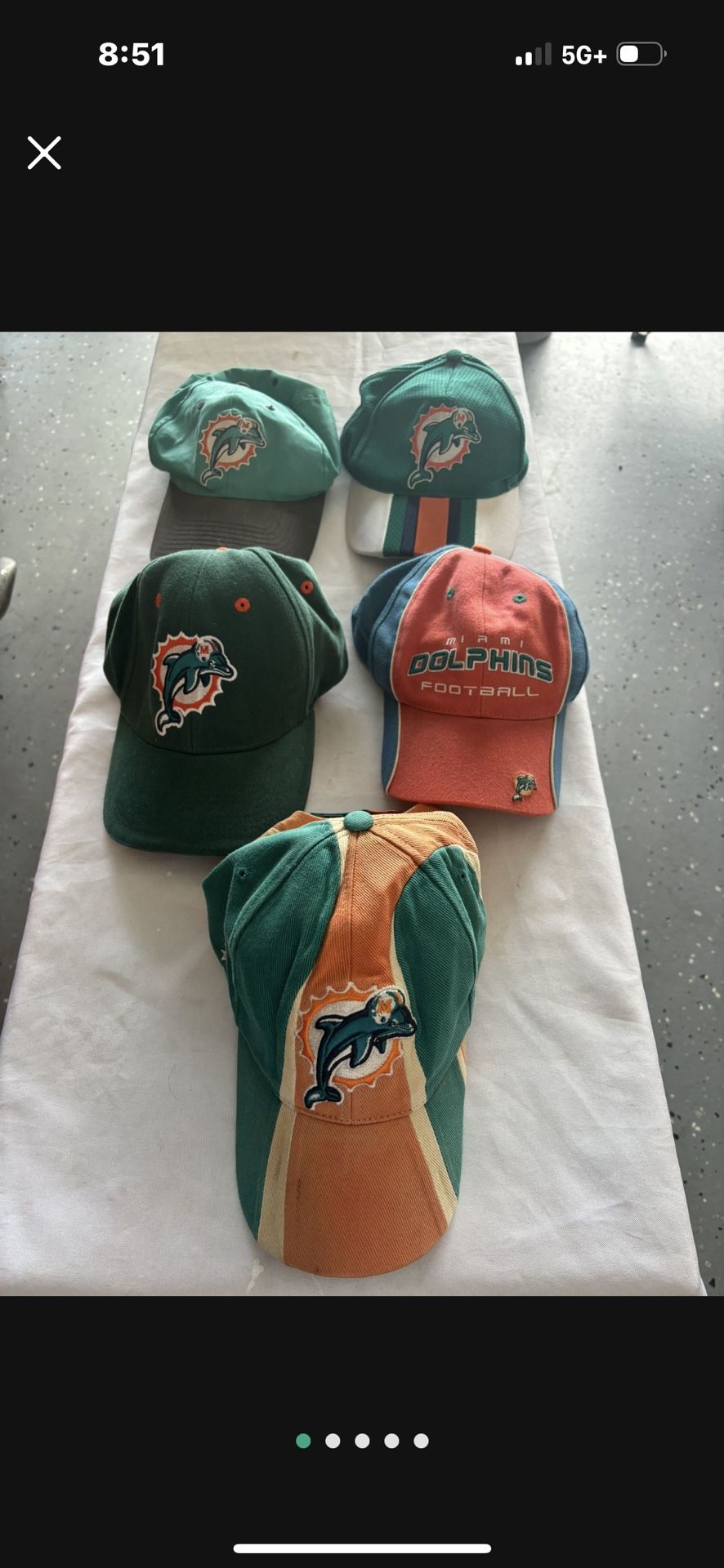 5 Vintage Miami Dolphin Caps