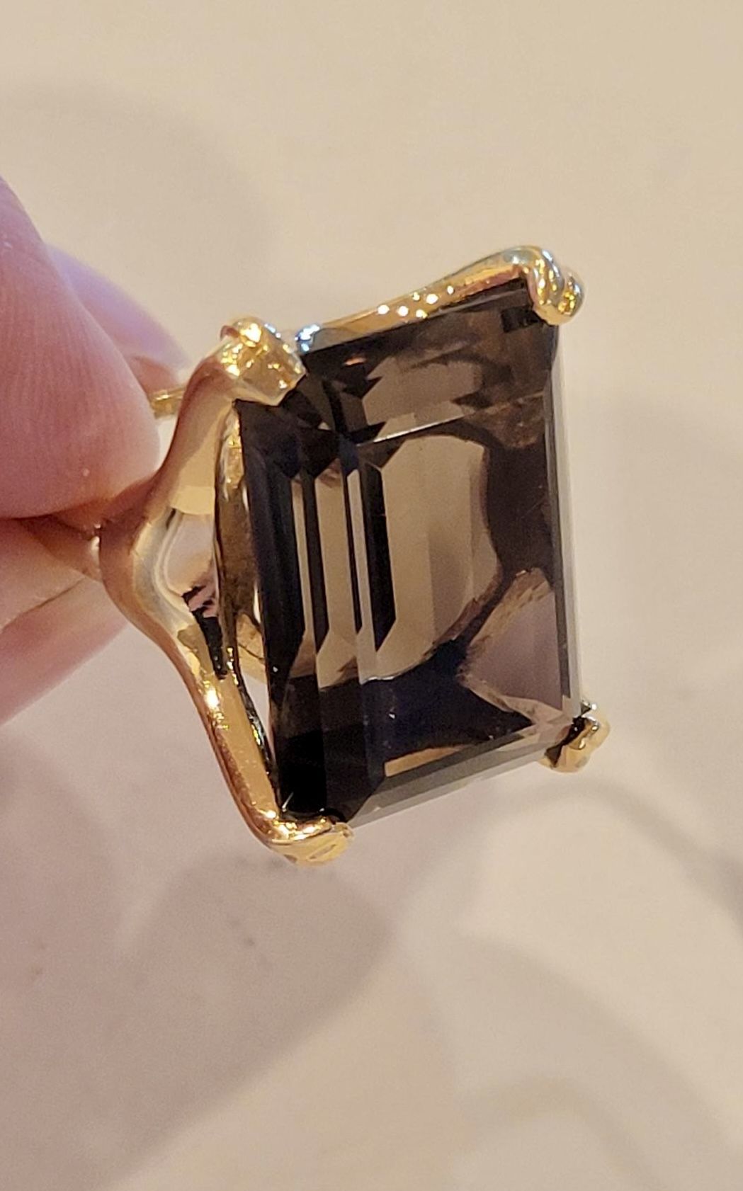 Smoky Quartz Emerald Cut Statement Ring