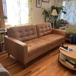 Kasala Leather Mid-Century Couch