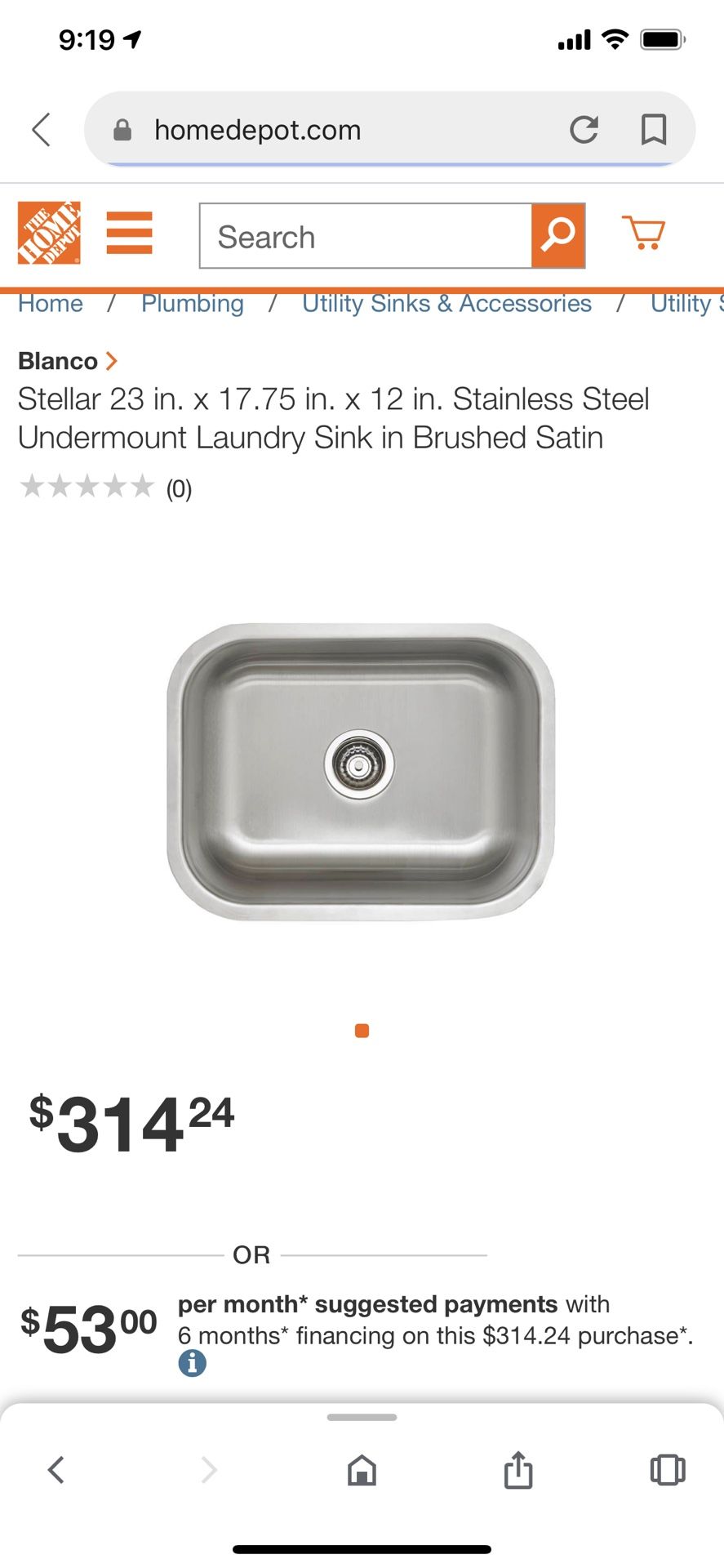 Blanco Stellar Laundry Sink