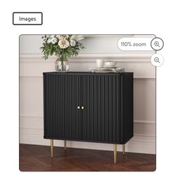 New in box HLR Black Accent Cabinet with Fluted Textured, Modern Sideboard Buffet Cabinet with 2-Doors, black , YJJ230022