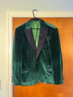 Green Velvet Tuxedo Blazer with Satin Lapels
