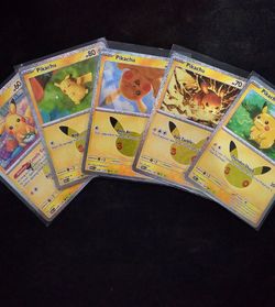 30th Celebration Pikachu Pokemon Cards (1,2,4,5,6)