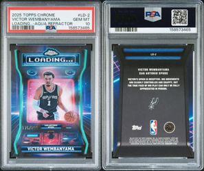 POP 1 !!! Topps Chrome 2025-26 Victor Wembanyama Loading… LD-2 Aqua /199 PSA 10