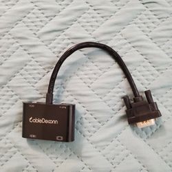 CableDeconn VGA 15 Pin to VGA HDMI 2IN1 Adapter for Desktop Laptop VGA graphics card with Micro USB Power Cable and Audio 3.5mm.     Ig