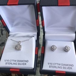 Diamond Sterling Silver Set Gift 💝 For Valentine 