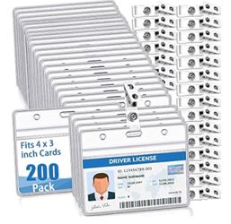 200 Set Badge Holder with Metal Clip Waterproof