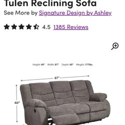Tulen Upholstered Reclining Sofa