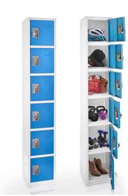 AdirOffice Large School Locker with 6 Doors 6 Hooks Storage Locker for Garage Storage - Office Storage Lockers (6 Door, Blue)