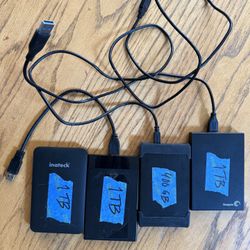 Five External Hard Drives (3.9TB In Total)