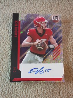 Carson Beck 2024 Leaf Pro Set Acetate Red Sparkle Auto /4 (Arizona Cardinals Rookie QB)