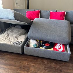 L Shape Sofa With Storage And Ottoman