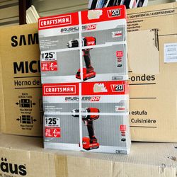 Brand New CRAFTSMAN V20 RP 20-Volt Brushless Combo Drill Kit. In The Box. 