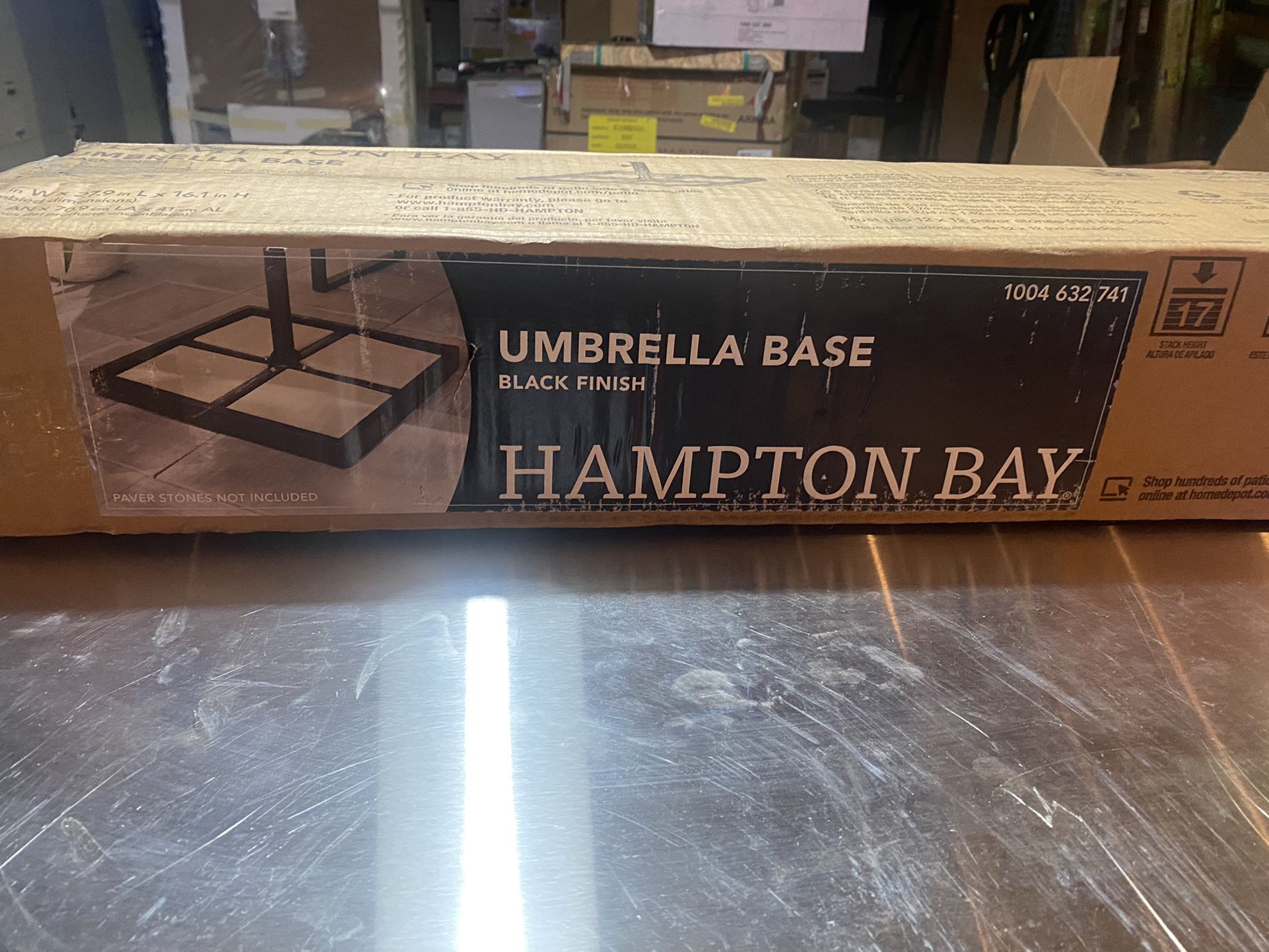 Hampton Bay Steel Outdoor Patio Umbrella Base in Black