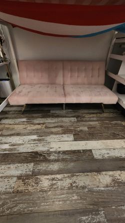 71" Sofa Bed in Velvet Fabric Couch Sleeper with Tufted Back and Seat, Mid-Century Modern, Pink