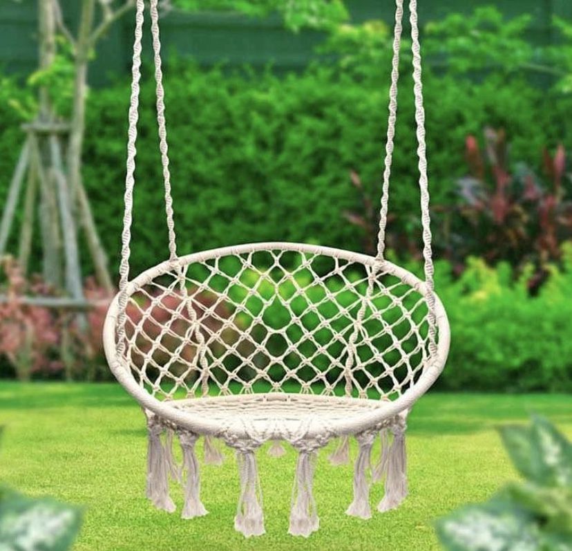 Hanging Cotton Rope Macrame Hammock Chair Swing Outdoor Home Garden 300lbs
