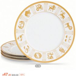FASTELLONG Porcelain Dinner Plates Set of 4, 10.75 inch 