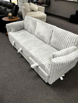 🎄❄️Brand New Grey Corduroy Fabric Sofa With Pull-out Bed