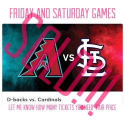 Arizona Diamondbacks Vs St Cardinals Friday And Saturday Games.  