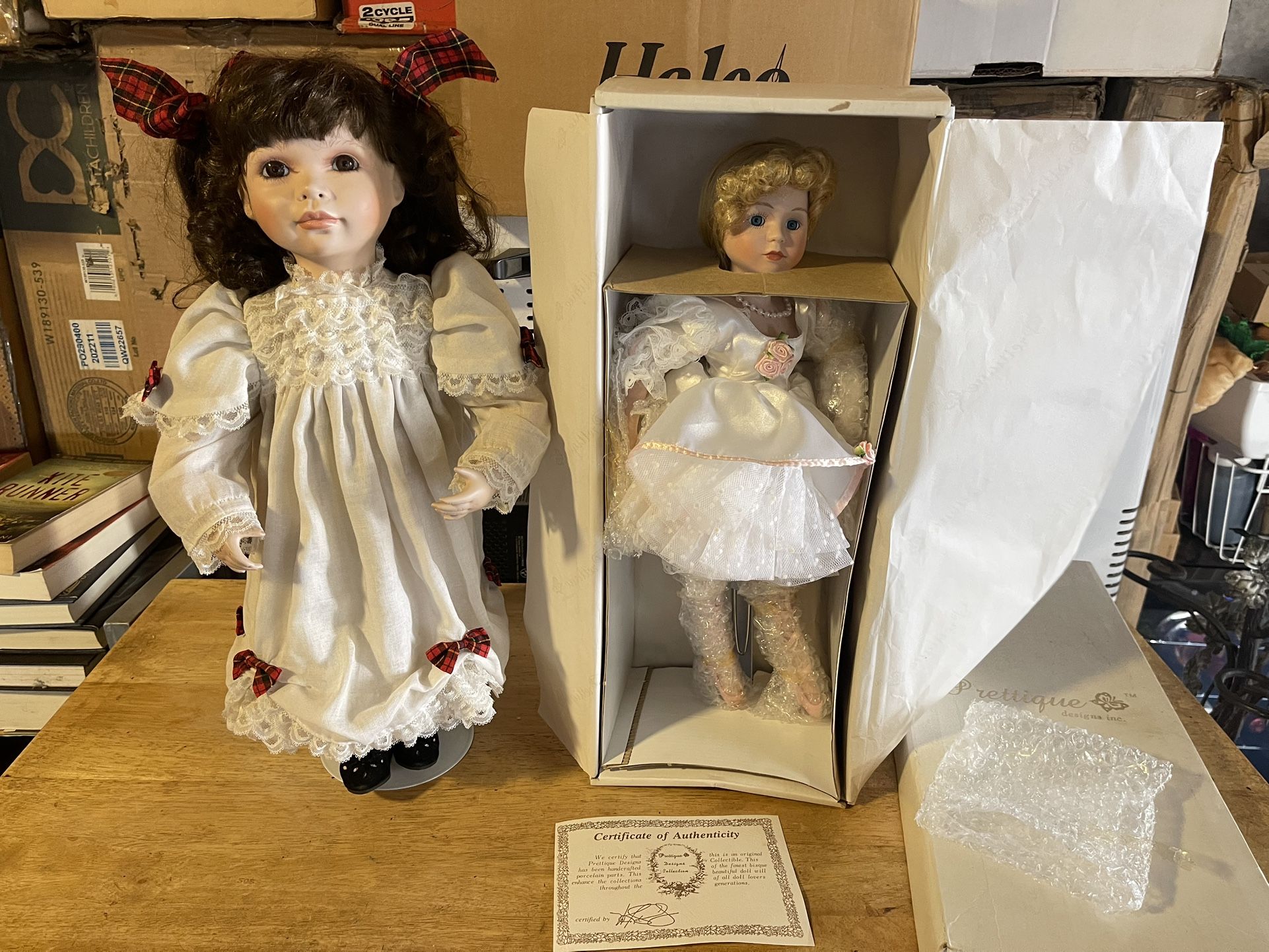 2 Porcelain Dolls I Out If Box 2nd In Box New Ballerina 