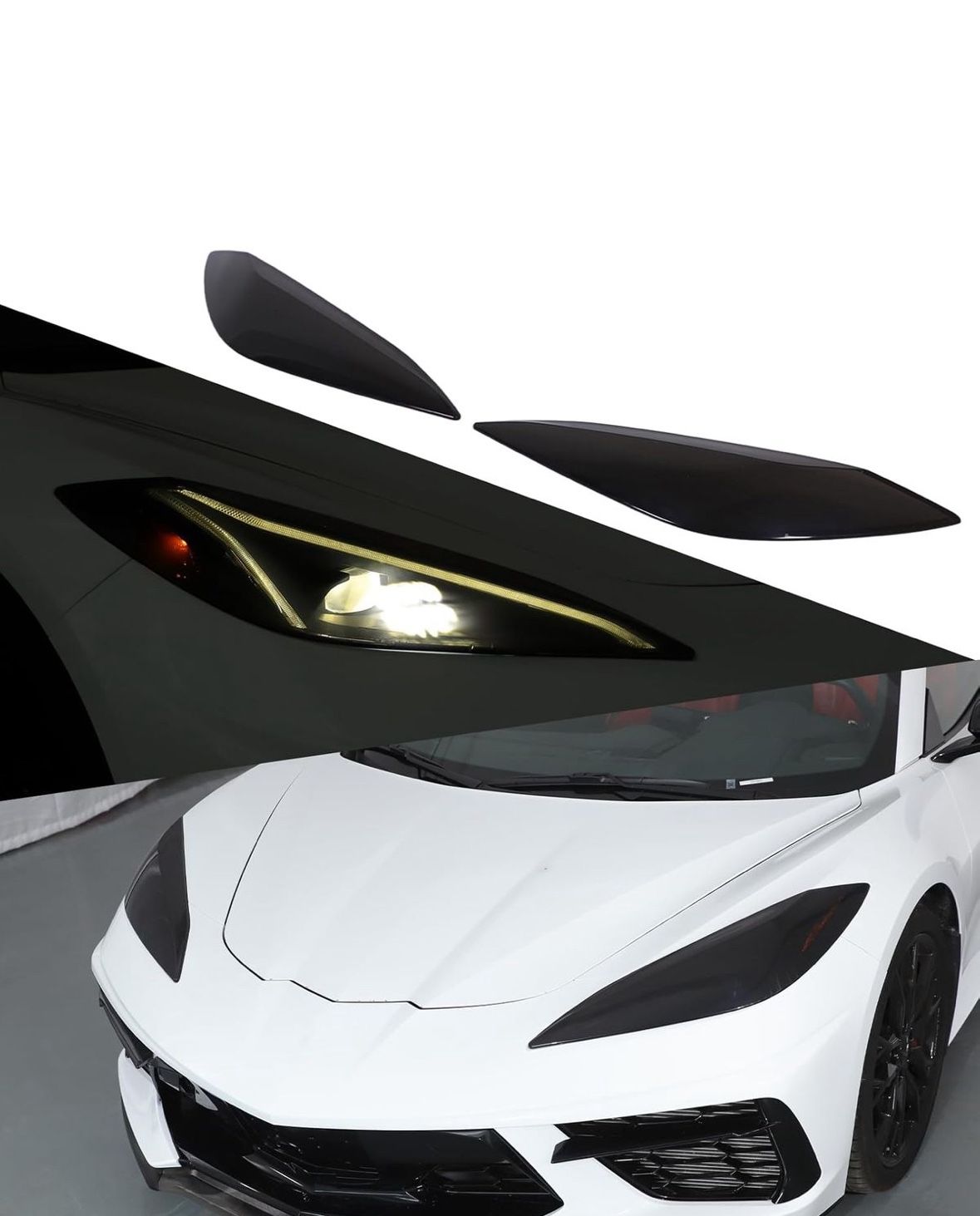 Front Headlight Lenses Cover Compatible with Corvette C8 Stingray Z06 E-Ray 2020-2025