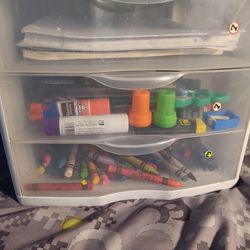 Art Supplies With Paper And Coloring Books
