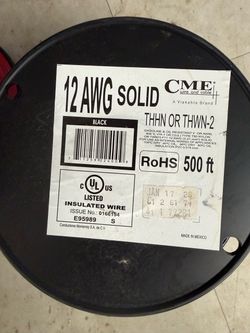 CME 12 AWG Solid Black THHN Wire 500 ft